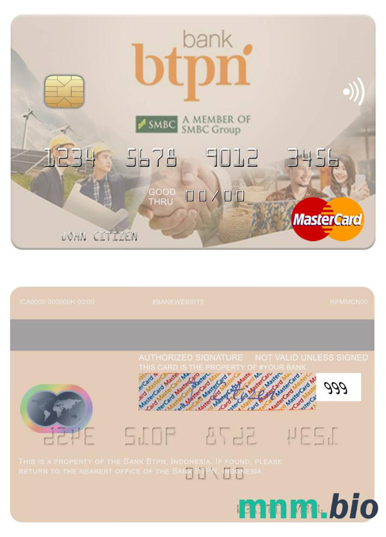 Indonesia Bank BTPN przykład karty mastercard w formacie PSD